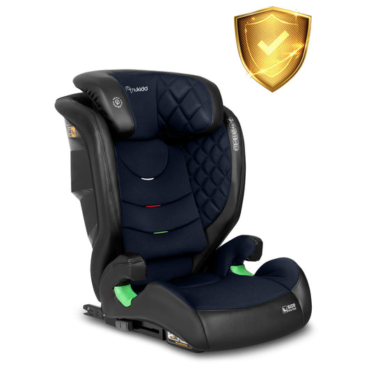 Automobilinė kėdutė Nukido Louis 15-36 kg juoda tamsiai mėlyna su ISOFIX sistema vaikams nuo 4 iki 12 metų