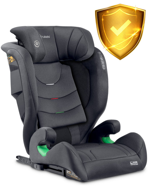 Pilka automobilinė kėdutė vaikams Nukido Louis 15-36 kg su ISOFIX tvirtinimu