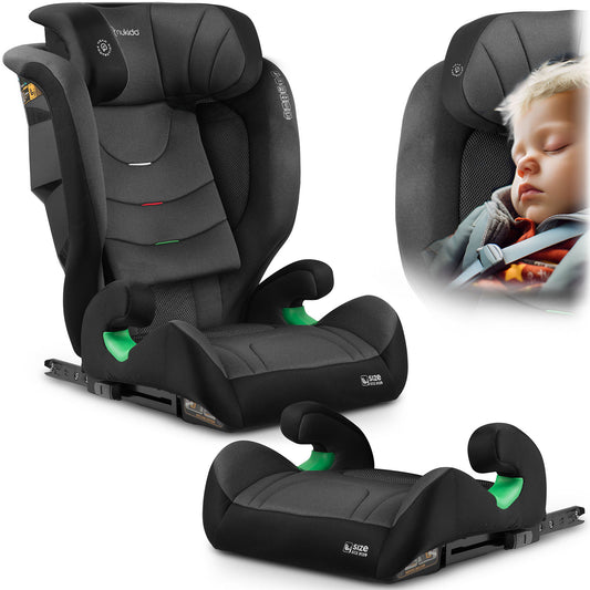 Juodai pilka automobilinė kėdutė vaikams 15–36 kg su ISOFIX sistema Nukido Louis