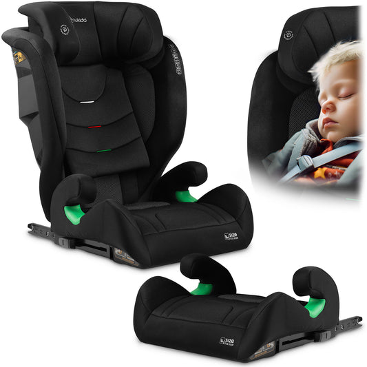 Juoda automobilinė kėdutė vaikams Nukido Louis 15–36 kg su ISOFIX tvirtinimu