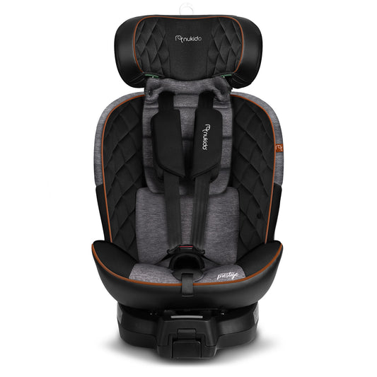 Nukido Prestige Line juodai pilka pasukama automobilinė kėdutė vaikams 0-36 kg su ISOFIX