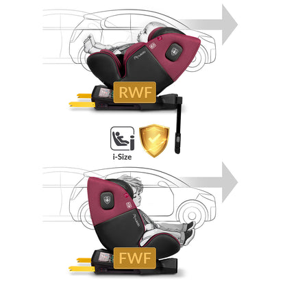 Automobilinė kėdutė Nukido Prestige Line 0-36 kg su ISOFIX juoda rožinė su 360 laipsnių pasukimu ir SIP apsauga