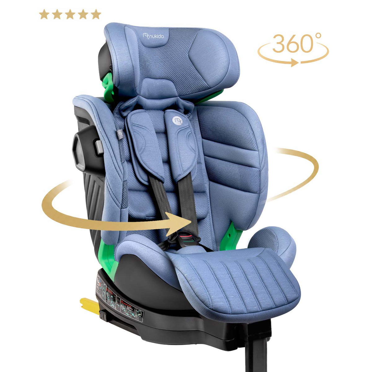 Pasukama automobilinė kėdutė su atramine koja Nukido Shelly, i-Size, ISOFIX