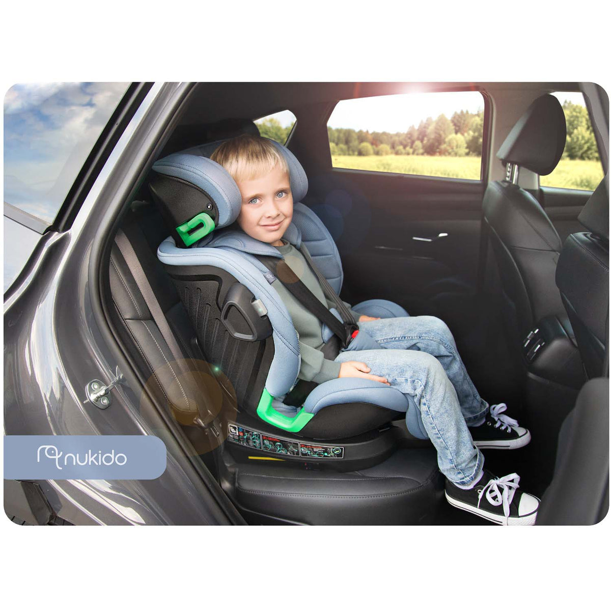Pasukama automobilinė kėdutė su atramine koja Nukido Shelly, i-Size, ISOFIX
