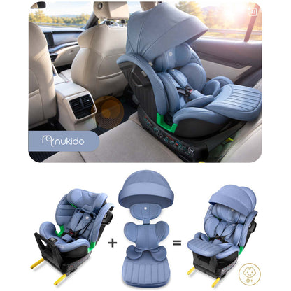 Pasukama automobilinė kėdutė su atramine koja Nukido Shelly, i-Size, ISOFIX