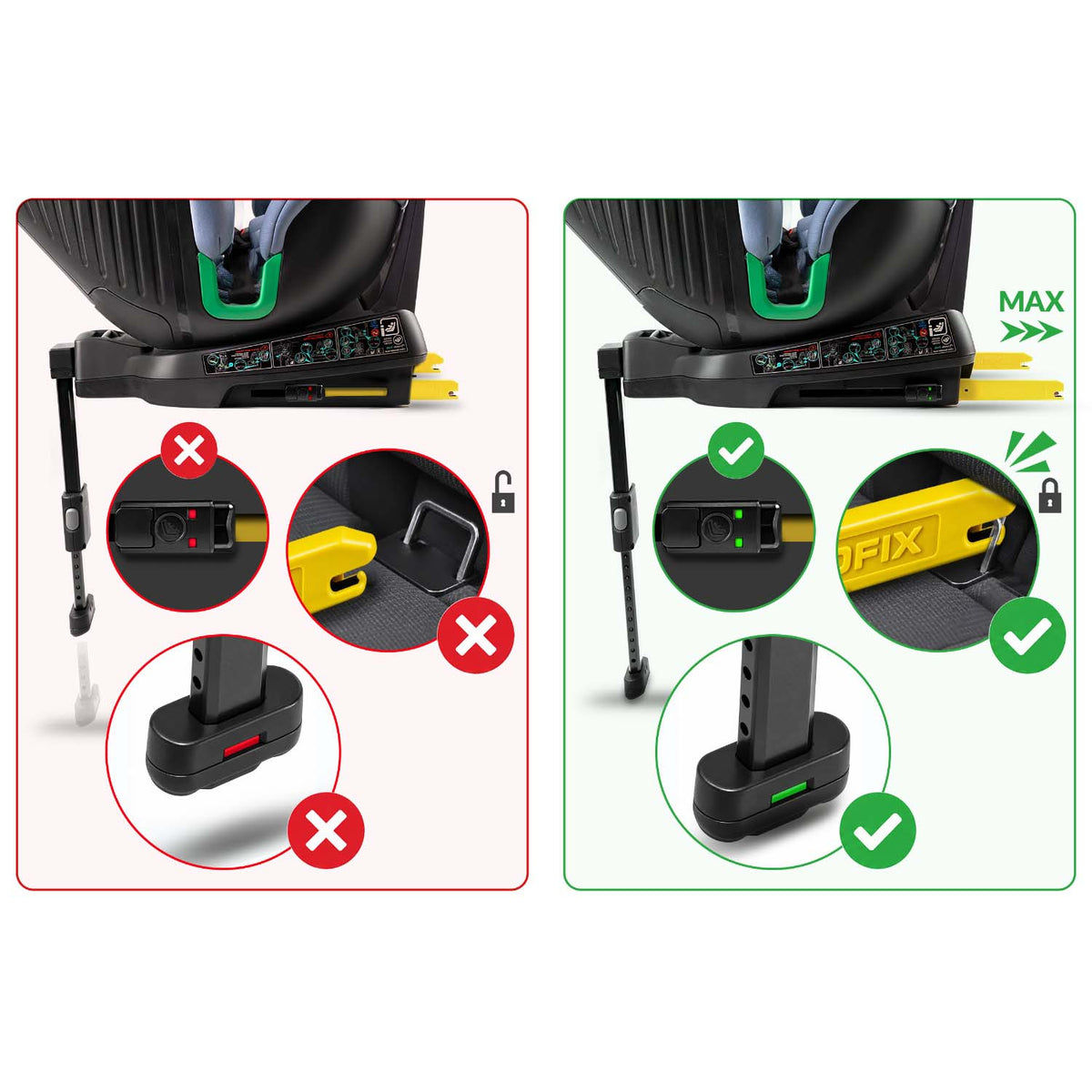 Pasukama automobilinė kėdutė su atramine koja Nukido Shelly, i-Size, ISOFIX