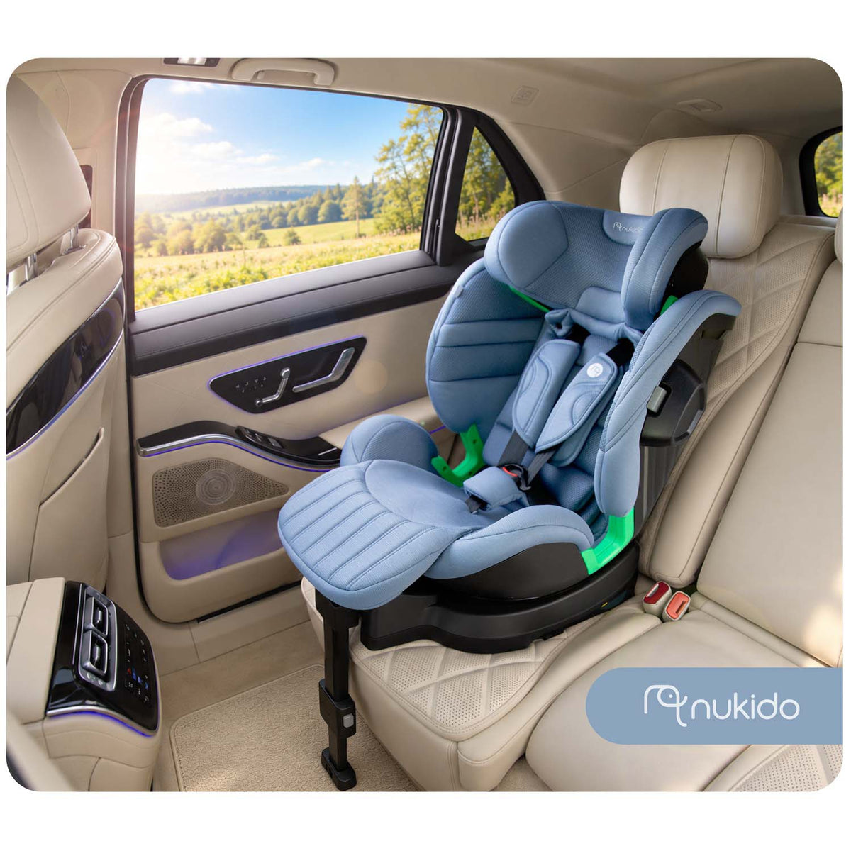 Pasukama automobilinė kėdutė su atramine koja Nukido Shelly, i-Size, ISOFIX