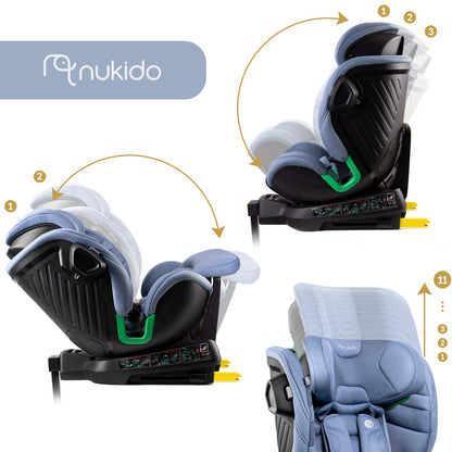 Pasukama automobilinė kėdutė su atramine koja Nukido Shelly, i-Size, ISOFIX
