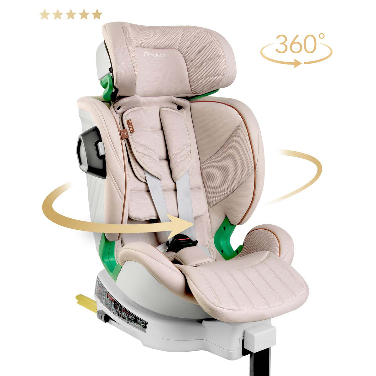 Pasukama automobilinė kėdutė su atramine koja Nukido Shelly, i-Size, ISOFIX