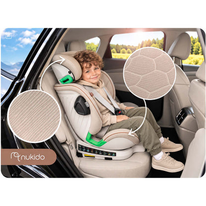 Pasukama automobilinė kėdutė su atramine koja Nukido Shelly, i-Size, ISOFIX