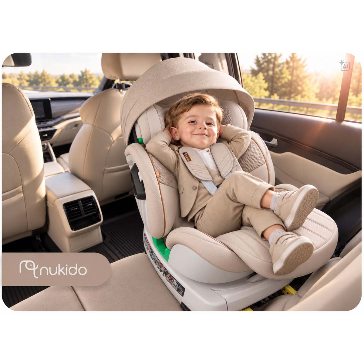Pasukama automobilinė kėdutė su atramine koja Nukido Shelly, i-Size, ISOFIX