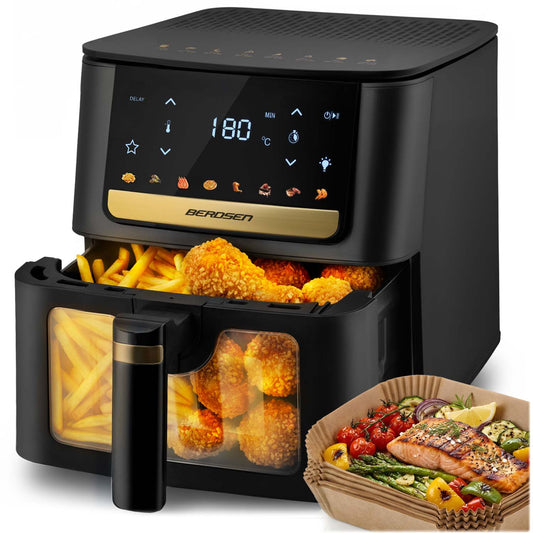 Karšto oro gruzdintuvė su kepimo popieriumi Berdsen, 6,5 l, 1700 W, juoda