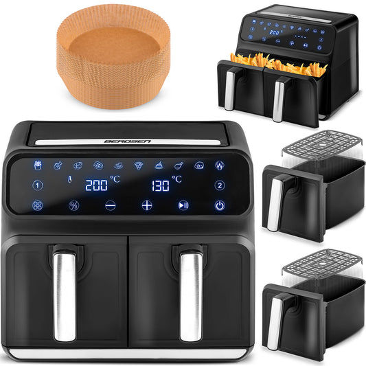 PREMIUM karšto oro gruzdintuvė Berdsen be aliejaus dviem krepšeliais sveikam kepimui