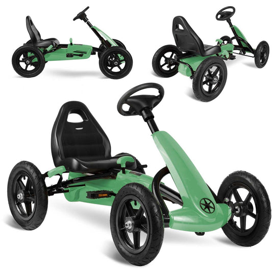 Žalias vaikiškas pedalinis kartingas Ricokids lauko žaidimams