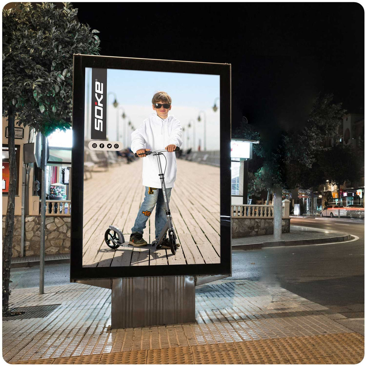 Pilkas sulankstomas miesto paspirtukas Soke City su 200 mm ratais suaugusiems ir vaikams