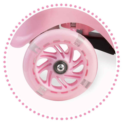 Rožinis Ricokids Piko triratis paspirtukas vaikams su LED šviečiančiais ratais ir balanso mechanizmu