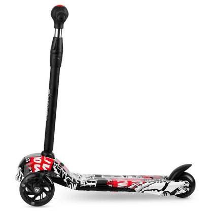 Ricokids Piko triratis paspirtukas - juodas su raudonais ir baltais raštais