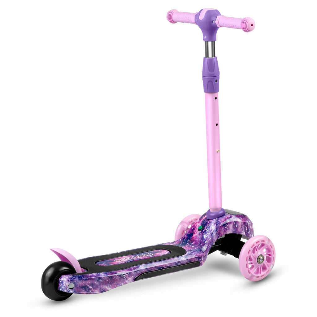 Ricokids Piko rožinis violetinis triratis paspirtukas vaikams su LED šviesomis