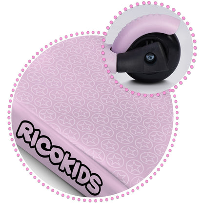 Rožinis Ricokids Cubi 3-in-1 triratis paspirtukas vaikams su LED ratais ir reguliuojamu vairu