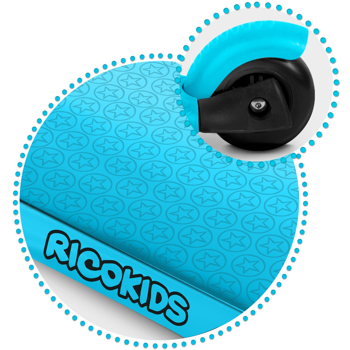 Triratis paspirtukas vaikams Ricokids Buggy 3in1 turkio spalvos su LED ratais ir reguliuojama sėdyne