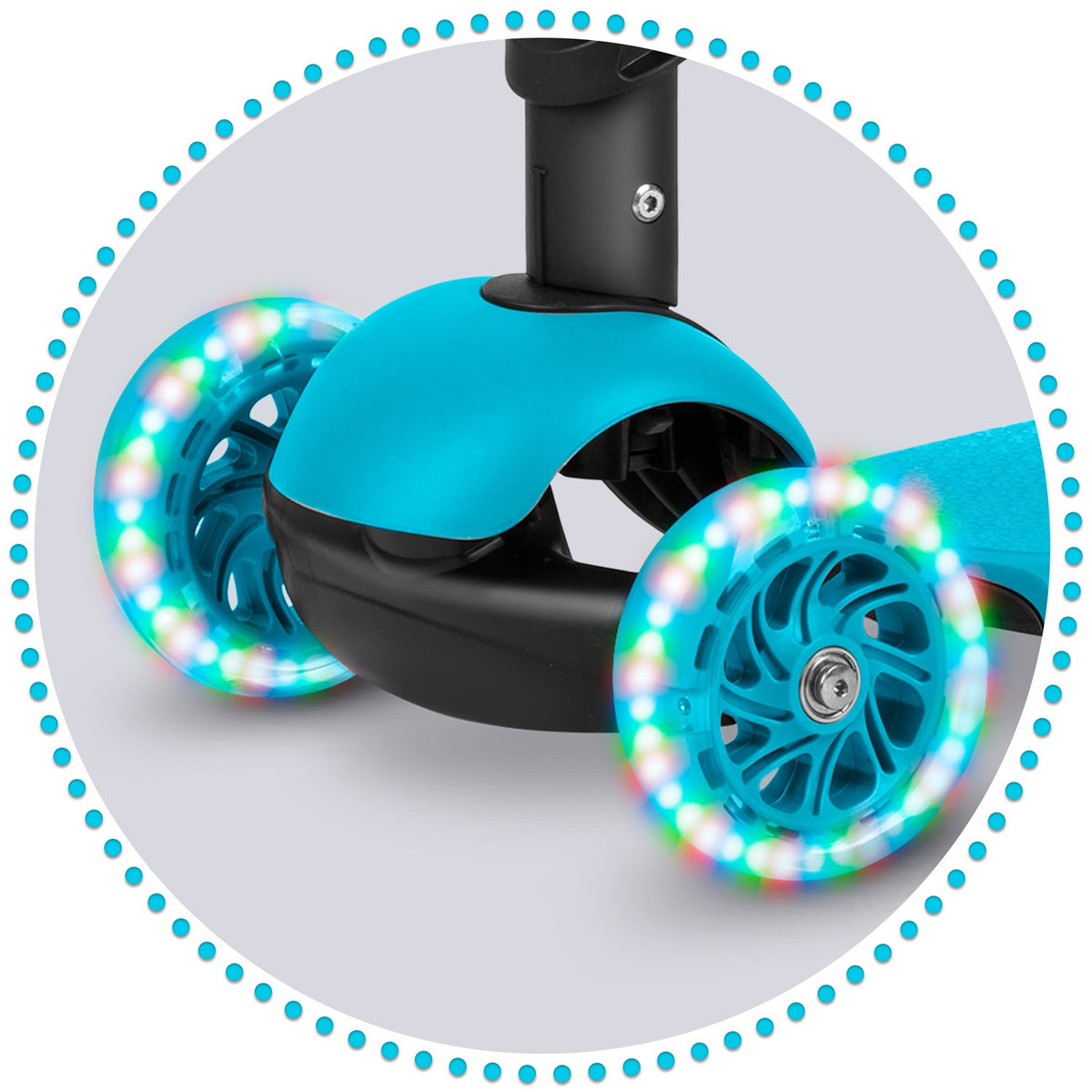 Ricokids Buggy triratis paspirtukas vaikams 3in1 turkio spalvos su LED ratais ir reguliuojama sėdyne