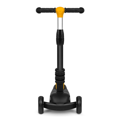 Ricokids Cubi triratis paspirtukas vaikams juodos ir oranžinės spalvos su šviečiančiais LED ratukais ir reguliuojama sėdyne