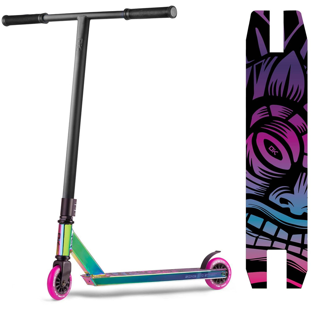 SOKE EVO Street Black Neochrome triukinis paspirtukas profesionalams skate parkui ir gatvės triukams