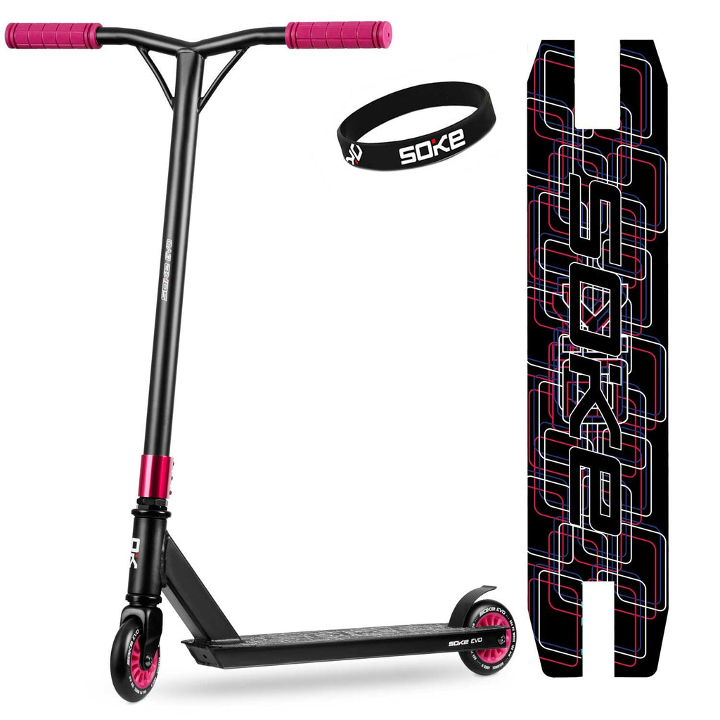 SOKE EVO rubino spalvos triukinis paspirtukas vaikams ir suaugusiems skate parkui