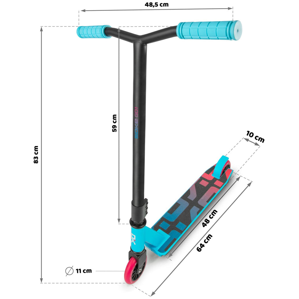 Turkio spalvos triukinis paspirtukas SOKE GO profesionalams skate parkui su ABEC-9 guoliais ir 100 mm ratais
