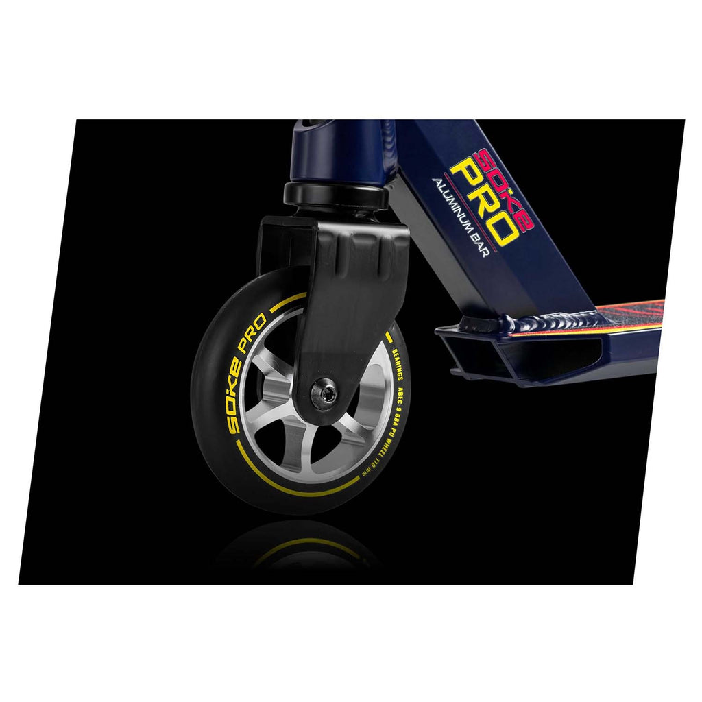 SOKE PRO triukų paspirtukas tamsiai mėlynas raudonas profesionalus freestyle stunt scooter vaikams ir suaugusiems
