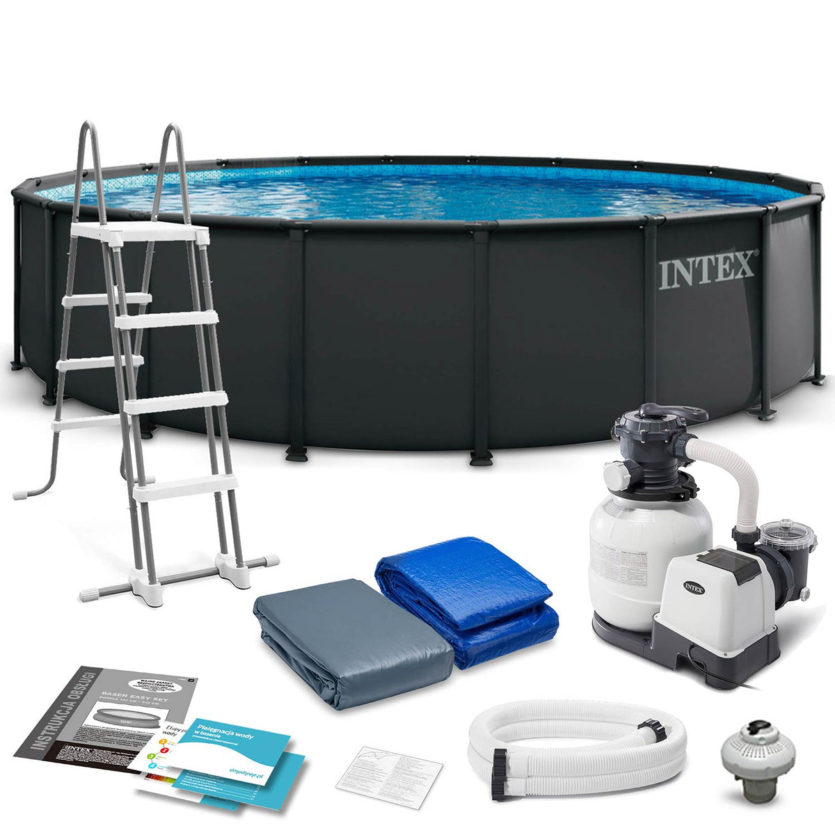 Karkasinis baseinas Intex, 610 × 122 cm, 11 dalių komplektas