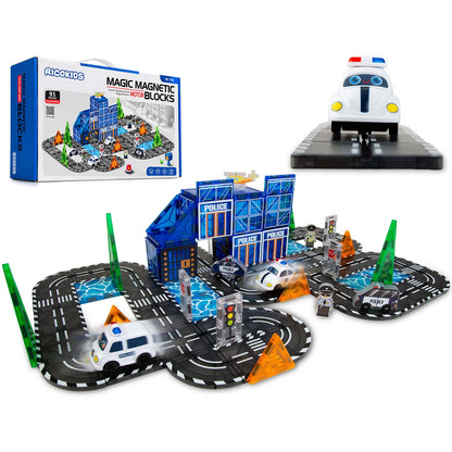 Magnetinis konstruktorius su savaeigiu policijos automobiliu Ricokids, 91 dalis