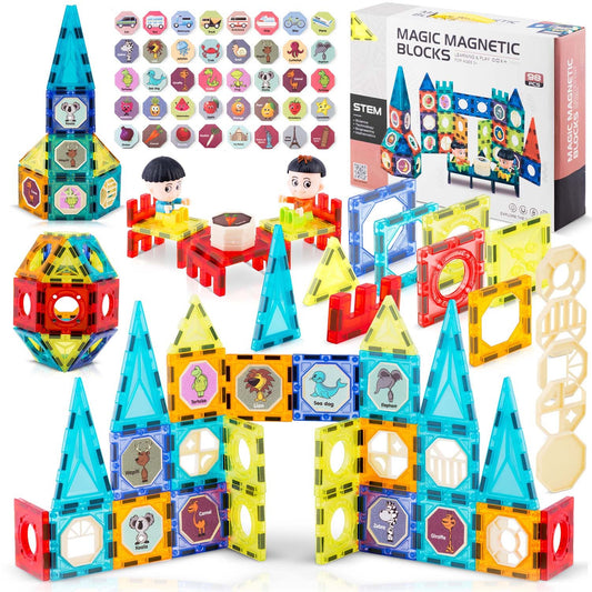 Magnetinės kaladėlės vaikams Ricokids Karuselė XXL rinkinys su figūrėlėmis ir beveik 100 detalių