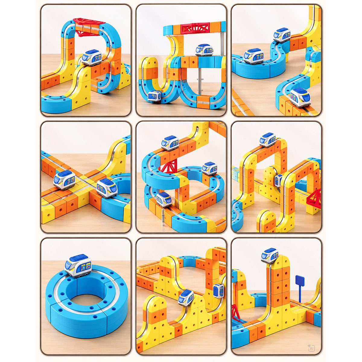 Magnetinis elektrinio traukinuko ir konstruktoriaus rinkinys Ricokids, 134 dalys