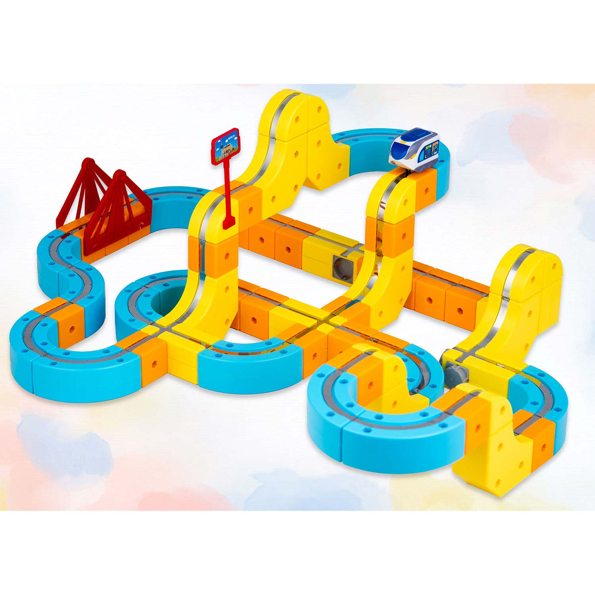 Magnetinis elektrinio traukinuko ir konstruktoriaus rinkinys Ricokids, 134 dalys