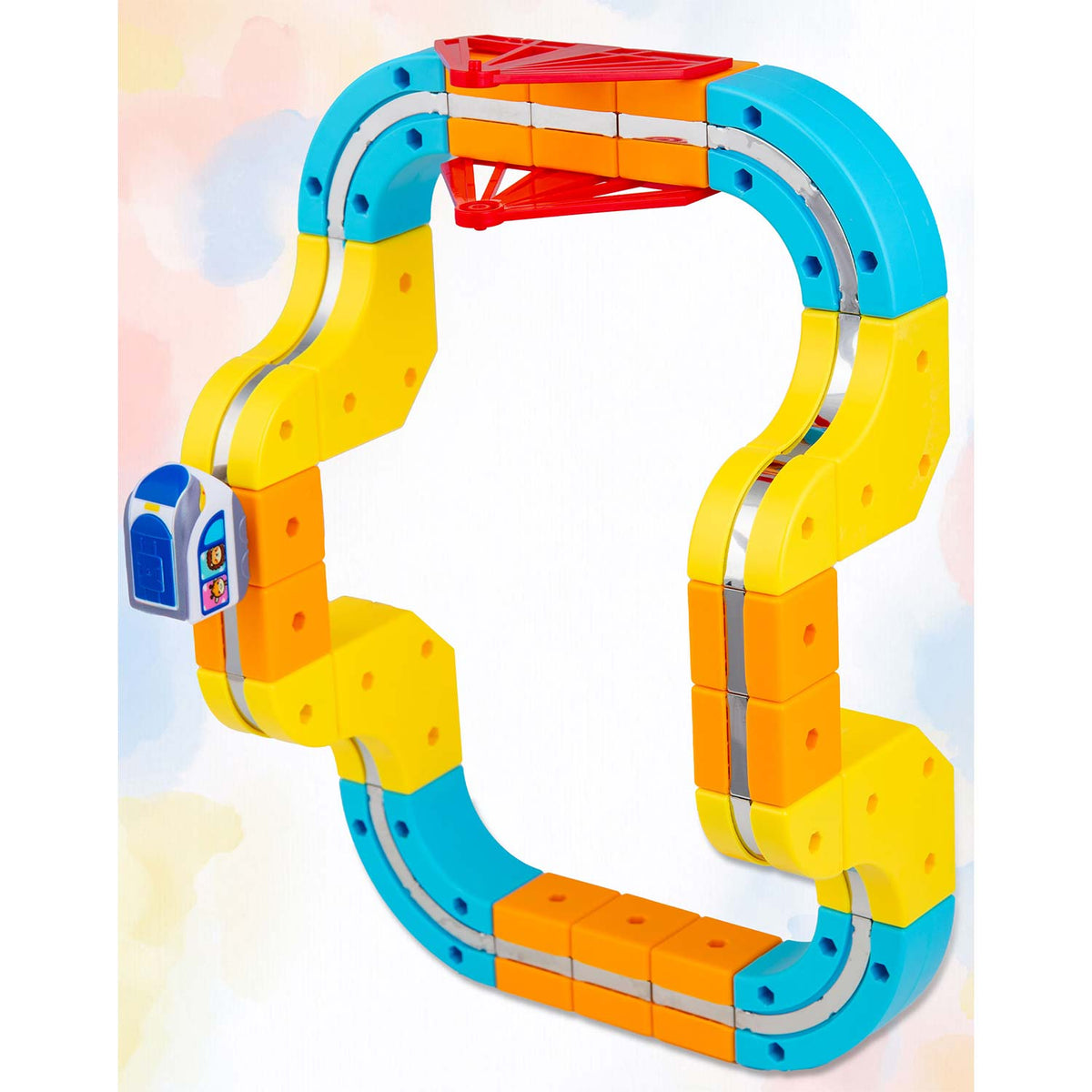Magnetinis elektrinio traukinuko ir konstruktoriaus rinkinys Ricokids, 134 dalys