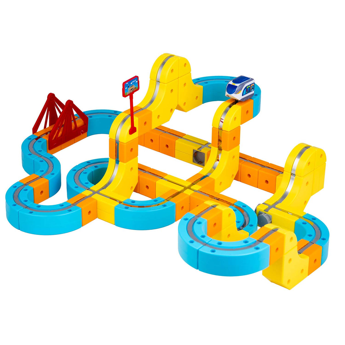 Magnetinis elektrinio traukinuko ir konstruktoriaus rinkinys Ricokids, 134 dalys