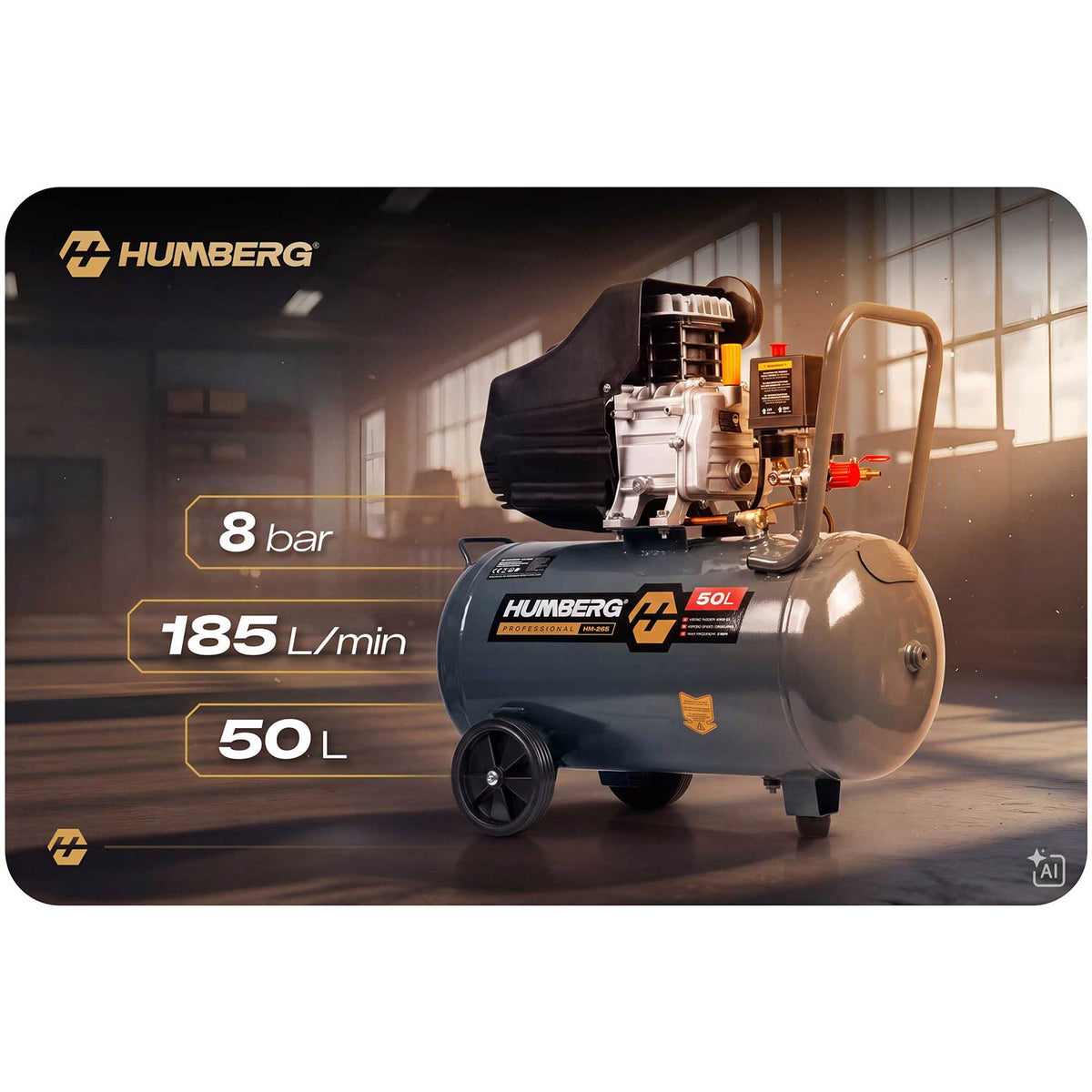 Tepalinis oro kompresorius Humberg, 50 l