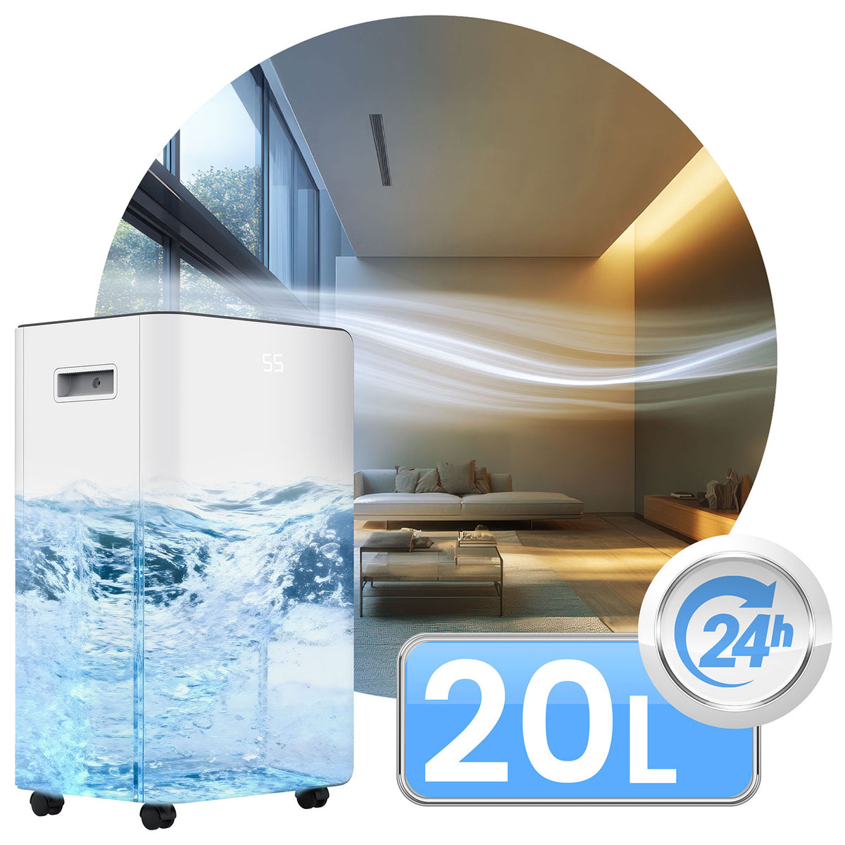 Kompresorinis oro sausintuvas Berdsen, 20 l/24 val., Wi-Fi, baltas