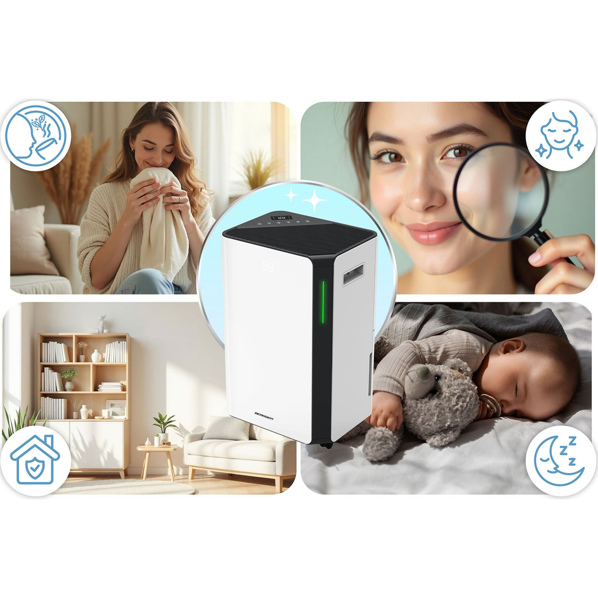 Kompresorinis oro sausintuvas Berdsen, 20 l/24 val., Wi-Fi, baltas