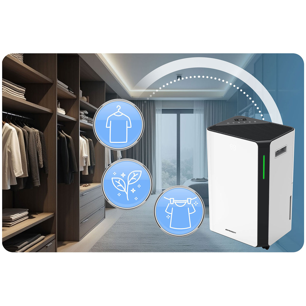 Kompresorinis oro sausintuvas Berdsen, 20 l/24 val., Wi-Fi, baltas