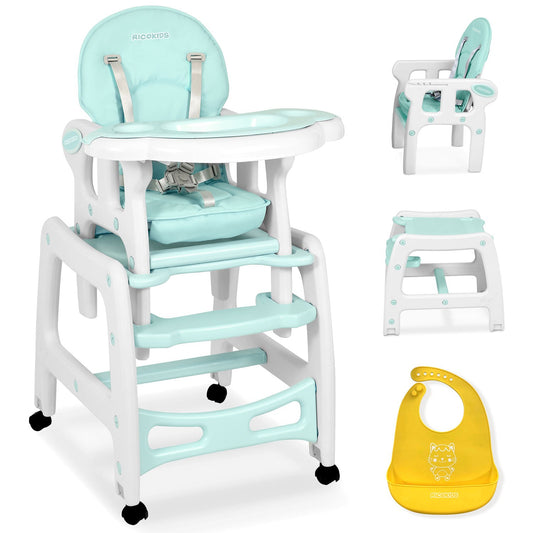 5-in-1 maitinimo kėdutė su staliuku Ricokids Sinco žydra vaikams nuo 6 mėnesių iki 3 metų