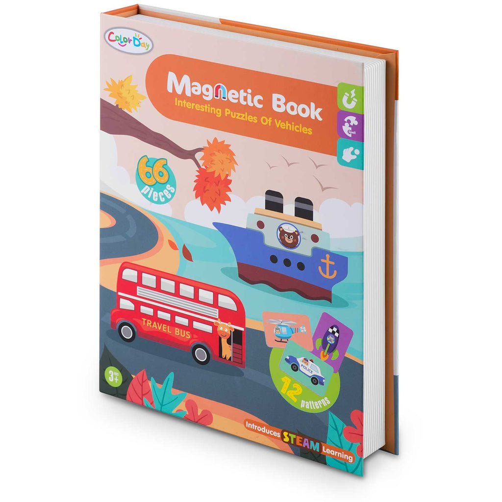 Magnetinė dėlionių knyga vaikams su transporto priemonėmis edukacinis žaislas nuo 3 metų