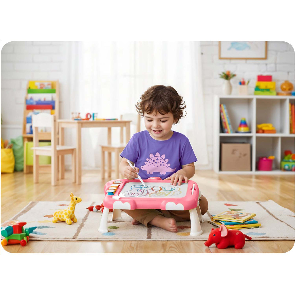 Magnetinė piešimo lenta-staliukas su tangrama Ricokids