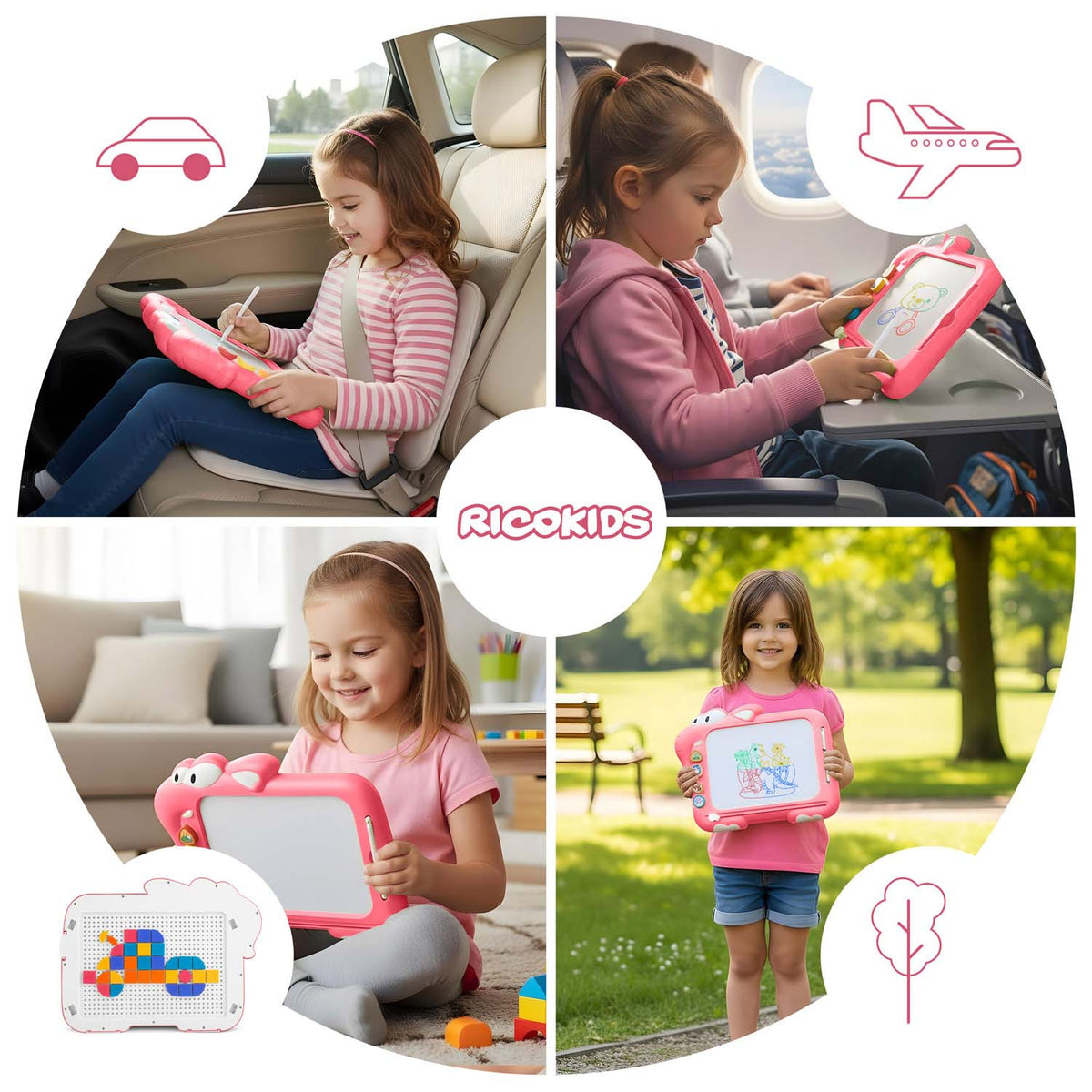 Magnetinė piešimo lenta-staliukas su tangrama Ricokids
