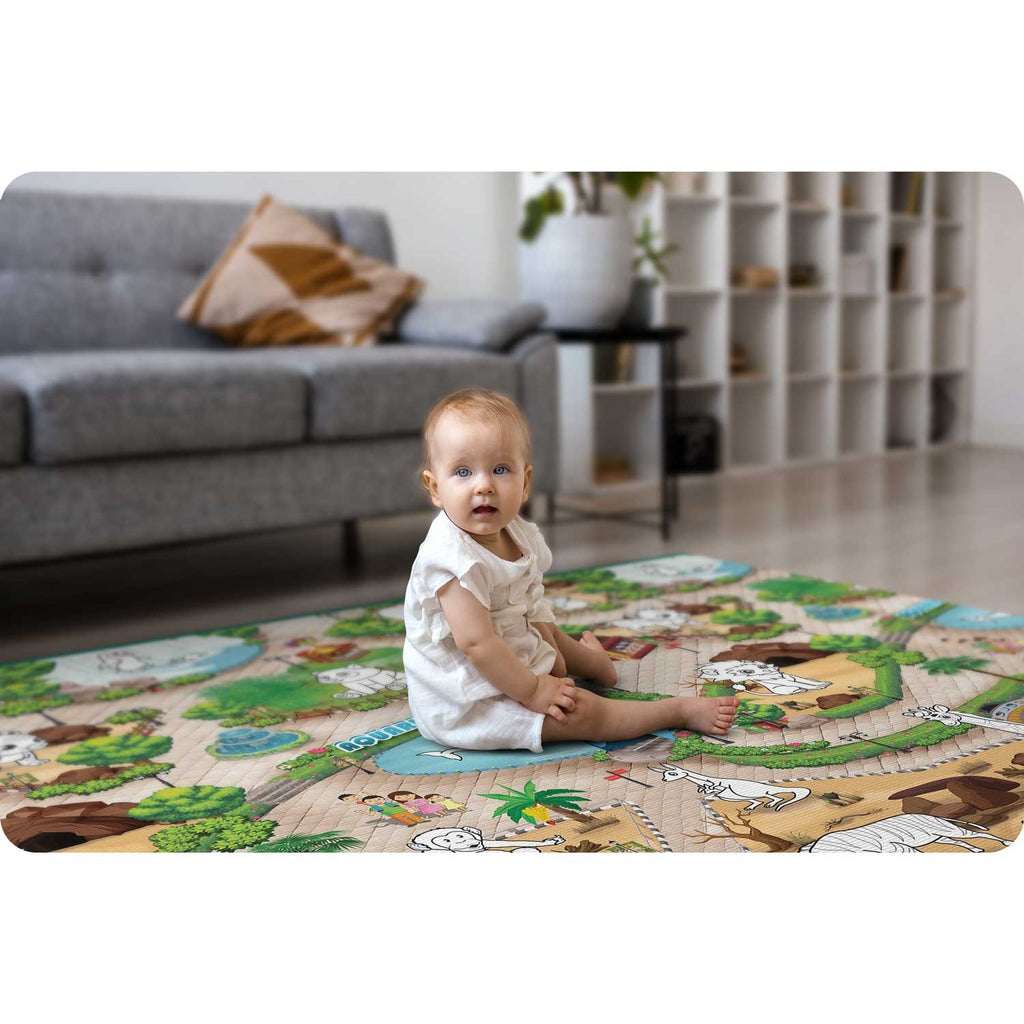 XXL dydžio ritininis spalvinimo kilimėlis vaikams Ricokids RK-343 200x120 cm su flomasteriais edukaciniam piešimui ir žaidimams