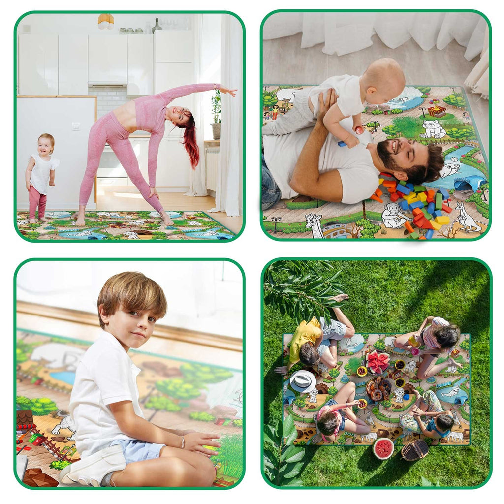 Ritininis vaikų spalvinimo kilimėlis Ricokids RK-343 200x120 cm su flomasteriais žaidimams ir kūrybai