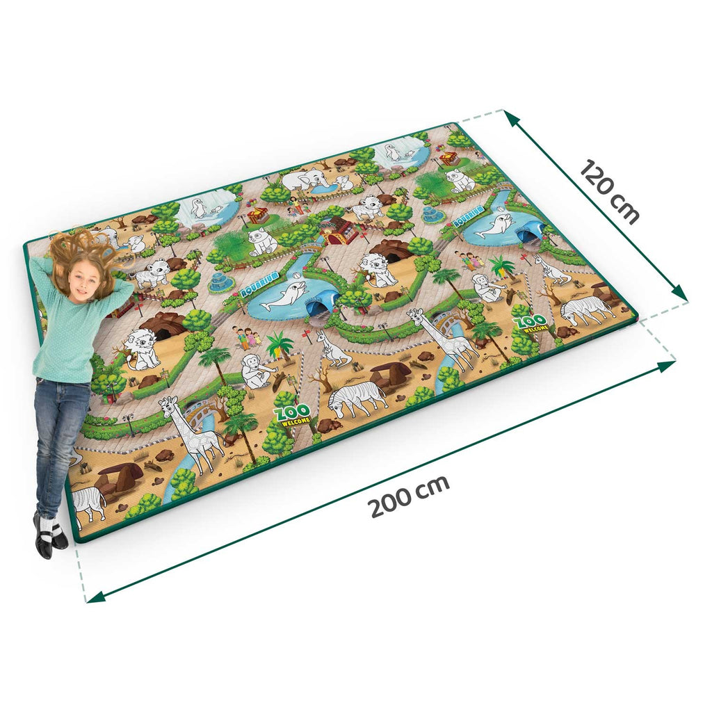 Ritininis vaikų spalvinimo kilimėlis Ricokids RK-343 200x120 cm su flomasteriais edukacinė žaidimų danga iš EVA putplasčio
