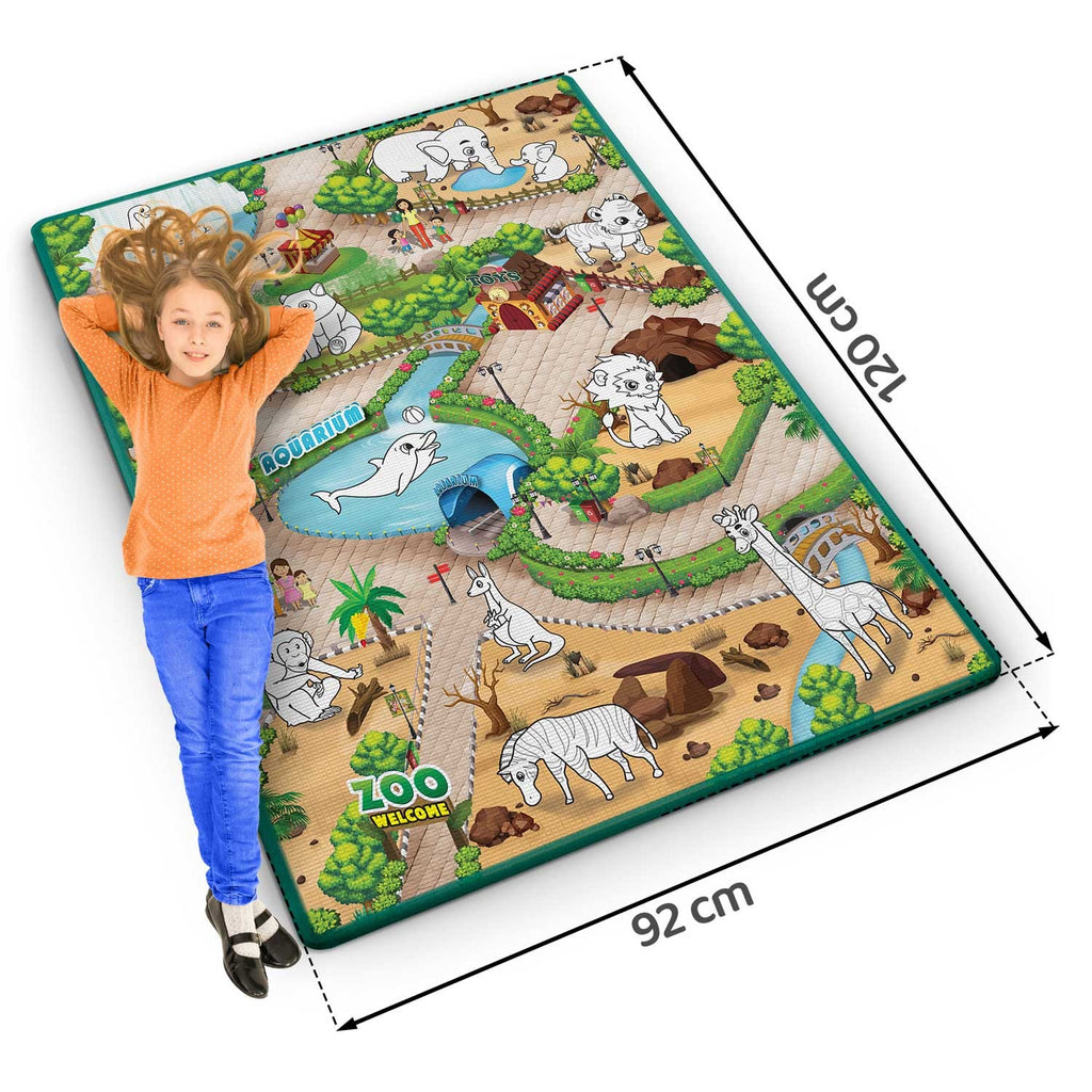 Vaikiškas spalvinimo putplasčio kilimėlis Ricokids 120x90 cm su flomasteriais dovanų