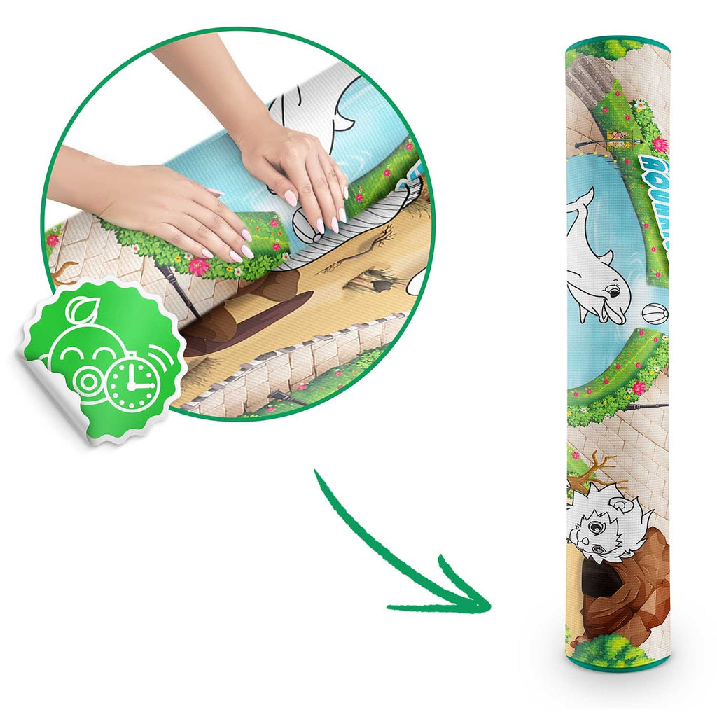 Vaikiškas ritininis spalvinimo kilimėlis Ricokids 120x90 cm su flomasteriais EVA putplastis lavinantis žaidimų kilimas vaikams